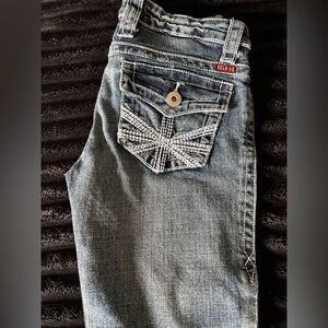 Blue Denim Jeans with Embroidered Pocket